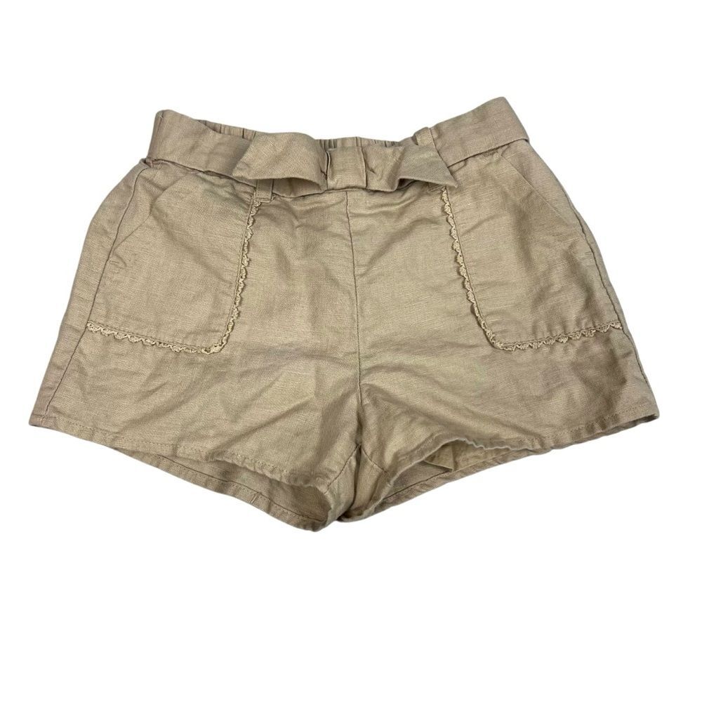 Janie and Jack Girls Tan Shorts Lined Linen Cotton Size 2T
